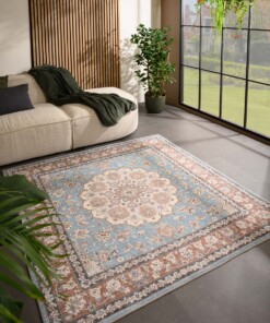 Tappeto da esterno vintage quadrato - Valenca Nova azzurro/beige - sfeer