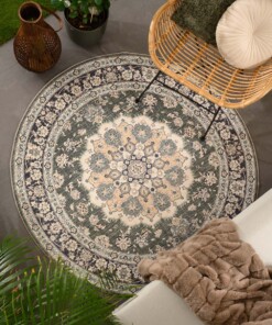 Tappeto da esterno rotondo vintage - Valenca Nova verde scuro - sfeer