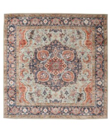 Tappeto da esterno vintage quadrato - Valenca Fino verde/blu - overzicht, thumbnail