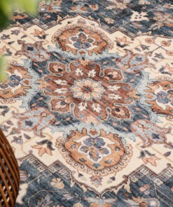 Tappeto da esterno vintage - Valenca Fino oro/blu