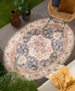 Tappeto da esterno vintage ovale - Valenca Fino oro/blu - sfeer