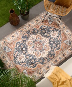 Tappeto da esterno vintage - Valenca Fino oro/blu - sfeer