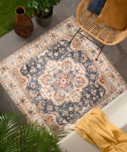 Tappeto da esterno vintage quadrato - Valenca Fino oro/blu - sfeer