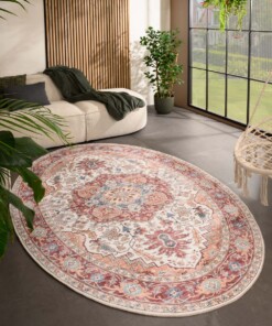Tappeto da esterno vintage ovale - Valenca Fino crema/rosso - sfeer