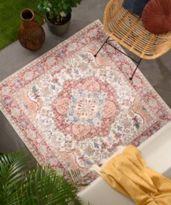 Tappeto da esterno vintage quadrato - Valenca Fino crema/rosso - sfeer