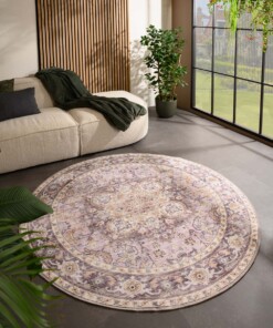 Tappeto da esterno rotondo vintage - Valenca Fino viola/rosa - sfeer