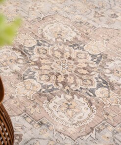 Tappeto da esterno rotondo vintage - Valenca Fino grigio chiaro/beige