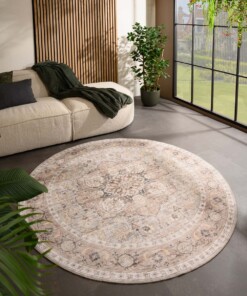 Tappeto da esterno rotondo vintage - Valenca Fino grigio chiaro/beige - sfeer