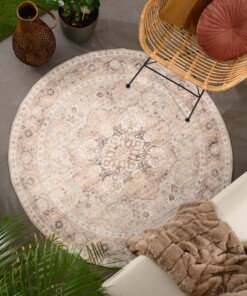Tappeto da esterno rotondo vintage - Valenca Fino grigio chiaro/beige - sfeer