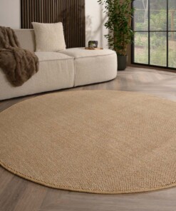 Tappeto rotondo pelo corto - Loom beige - sfeer
