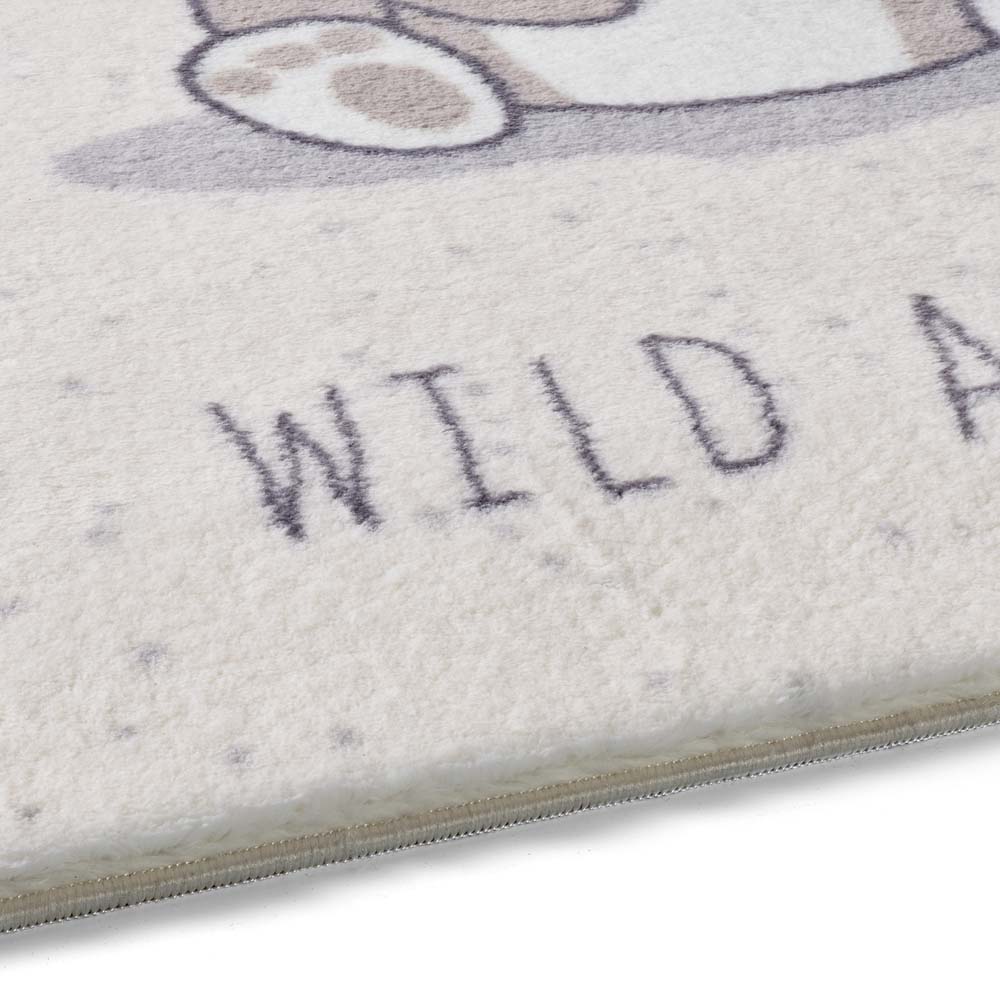 Tappeto bambini orso - Animigo crema/multi - close up Tappeto bambini orso - Animigo crema/multi - close up