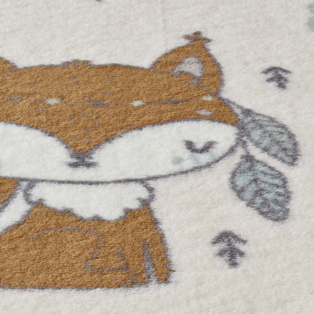 Tappeto bambini scoiattolo - Animigo crema/multi - close up Tappeto bambini scoiattolo - Animigo crema/multi - close up