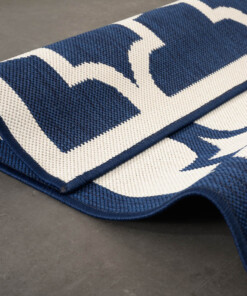 Tappeto retrò da esterno - Flip Lucky Blu Scuro - close up, thumbnail