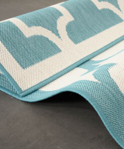 Tappeto retrò da esterno - Flip Lucky Turchese - close up, thumbnail