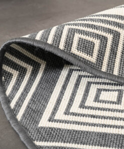 Tappeto a rombi da esterno rotondo - Flip Gem Grigio - close up, thumbnail