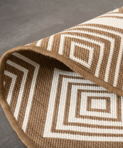 Tappeto a rombi da esterno rotondo - Flip Gem Marrone chiaro - close up, thumbnail