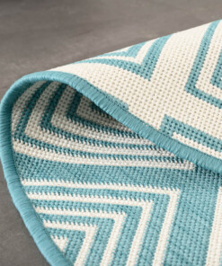 Tappeto a rombi da esterno rotondo - Flip Gem Turchese - close up, thumbnail