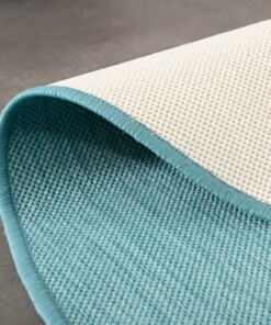 Tappeto da esterno rotondo a tinta unita - Flip Turchese - close up, thumbnail