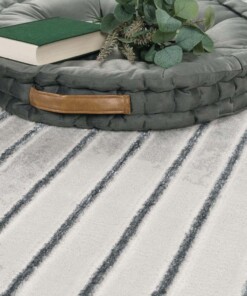 Tappeto pelo corto - Linnea crema/grigio - close up, thumbnail