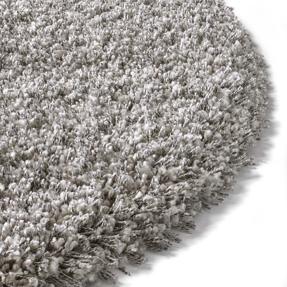 Tappeto rotondo pelo lungo - Shaggy Prime argento - close up Tappeto rotondo pelo lungo - Shaggy Prime argento - close up