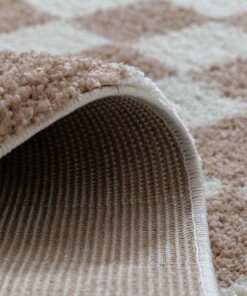 Tappeto a scacchi rotondo - Check avorio/beige - close up, thumbnail