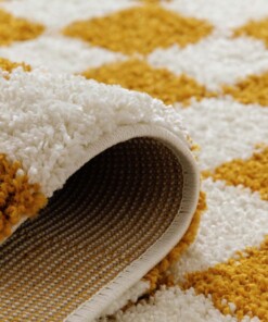 Tappeto retrò - Check avorio/oro - close up, thumbnail