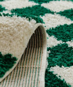 Tappeto retrò - Check avorio/giada - close up