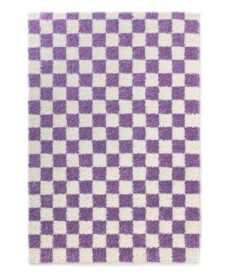 Tappeto retrò - Check avorio/lilla - overzicht, thumbnail