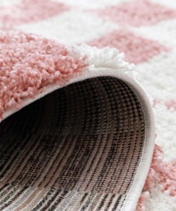 Tappeto retrò - Check avorio/rosa - close up, thumbnail