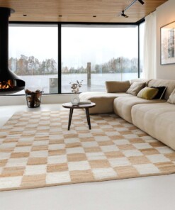 Tappeto in juta - Patch naturale/bianco - sfeer