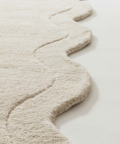 Tappeto design organico - Balans Swirl avorio - close up, thumbnail