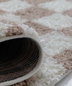 Tappeto retrò - Check avorio/beige - close up