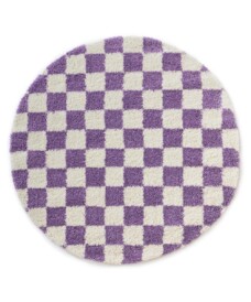 Tappeto rotondo retrò - Check avorio/lilla - overzicht, thumbnail