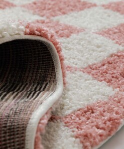 Tappeto rotondo retrò - Check avorio/rosa - close up, thumbnail Tappeto rotondo retrò - Check avorio/rosa - close up, thumbnail