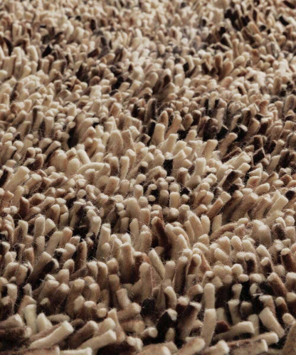 Tappeto rotondo in lana - Aurelia crema/marrone - close up Tappeto rotondo in lana - Aurelia crema/marrone - close up
