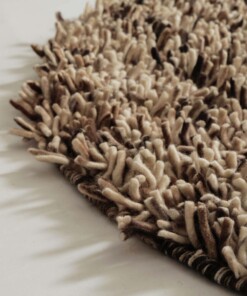 Tappeto rotondo in lana - Aurelia crema/marrone - close up