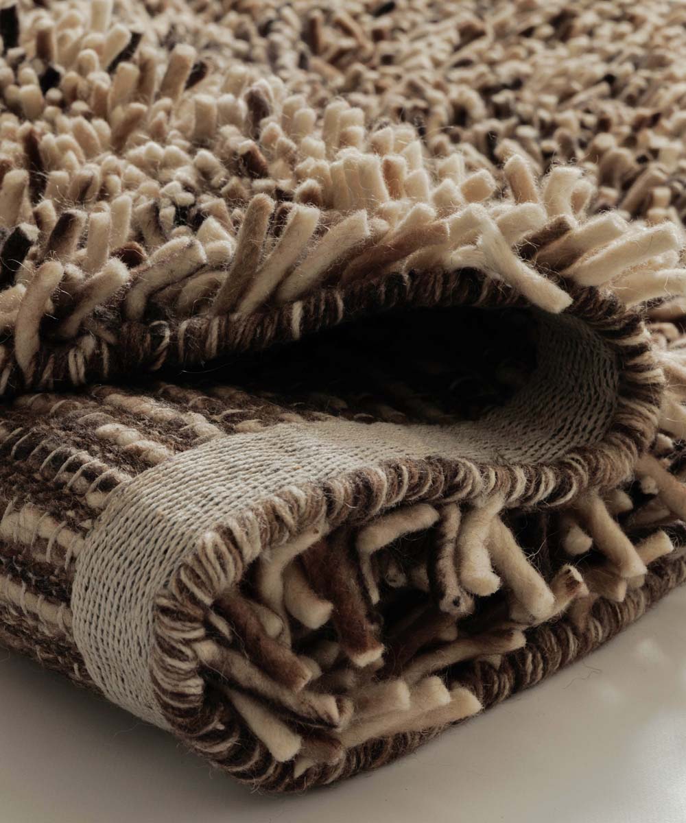 Tappeto rotondo in lana - Aurelia crema/marrone - close up Tappeto rotondo in lana - Aurelia crema/marrone - close up