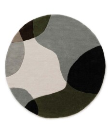 Tappeto rotondo in lana - Dune verde - overzicht, thumbnail