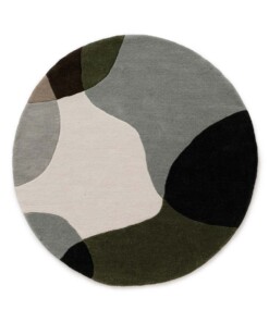 Tappeto rotondo in lana - Dune verde - overzicht