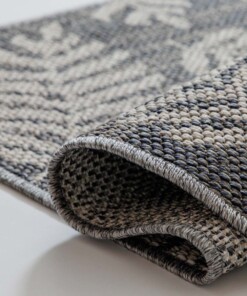 Tappeto da esterno quadrato Foglie di palma - Sunny Grigio scuro - close up