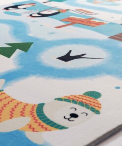Tappeto per bambini lavabile - Snugway Inverno Bianco/Blu - close up