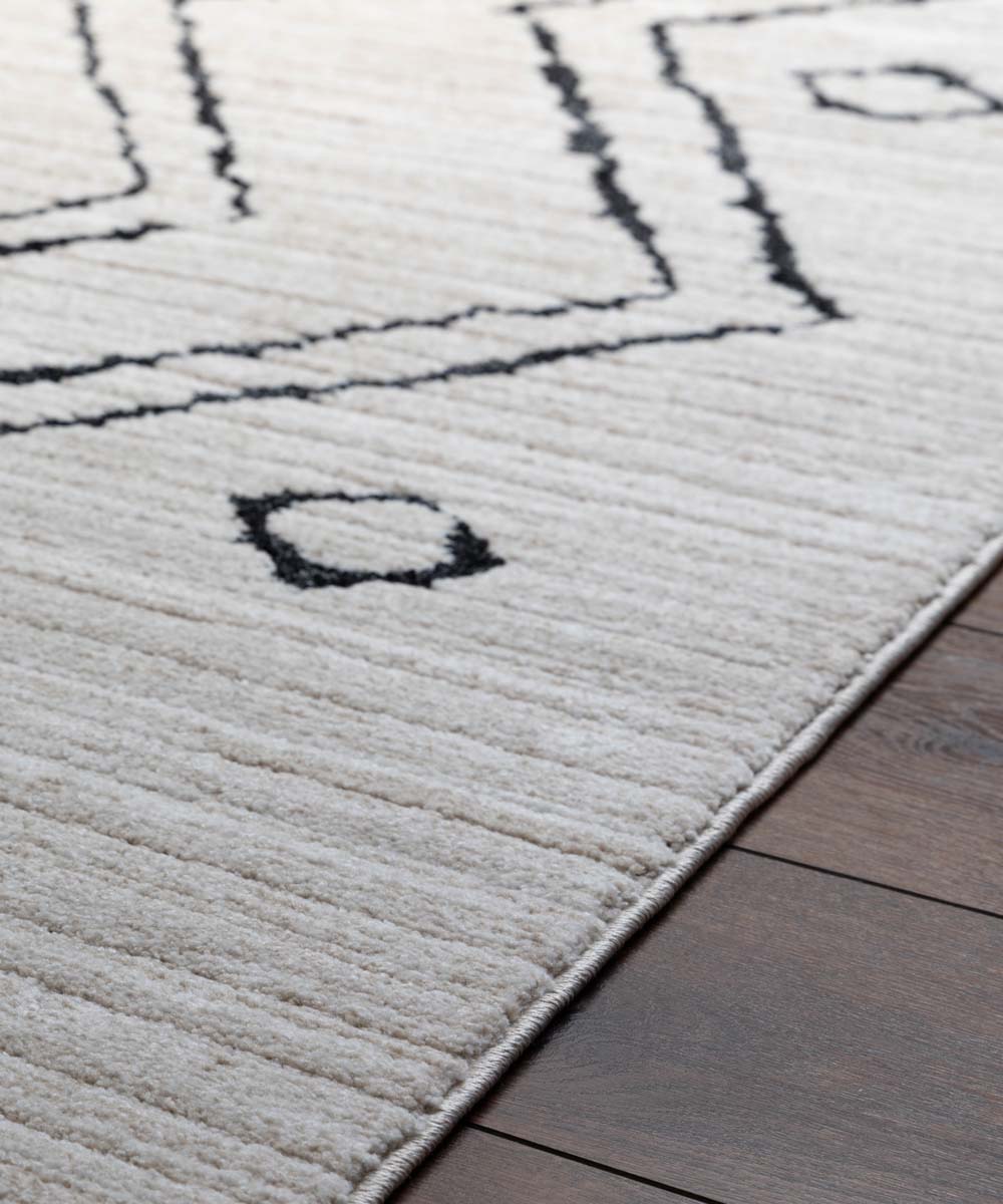 Tappeto berbero Beni Ouarain Bahij - Crema/Nero - close up Tappeto berbero Beni Ouarain Bahij - Crema/Nero - close up