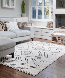 Tappeto berbero Beni Ouarain Bahij - Crema/Nero - sfeer