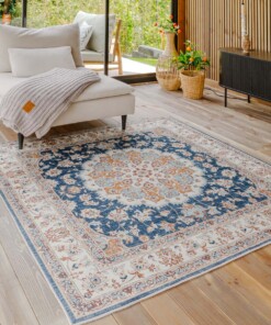 Tappeto da esterno vintage quadrato - Valenca Nova oro/blu - sfeer, thumbnail