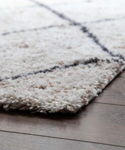 Tappeto a rombi a pelo lungo Artisan - Bianco/Grigio - close up, thumbnail