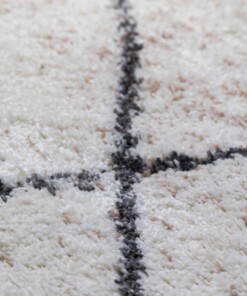 Tappeto a rombi a pelo lungo Artisan - Bianco/Grigio - close up, thumbnail