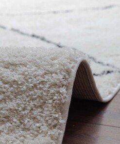 Tappeto berbero a pelo lungo Artisan - Bianco/Nero - close up, thumbnail