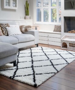 Tappeto a rombi a pelo lungo Habitat - Bianco/Nero - sfeer Tappeto a rombi a pelo lungo Habitat - Bianco/Nero - sfeer