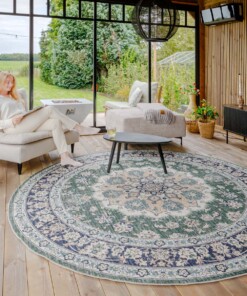 Tappeto da esterno rotondo vintage - Valenca Nova verde scuro - sfeer