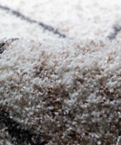 Tappeto a rombi rotondo a pelo lungo Artisan - Bianco/Grigio - close up, thumbnail